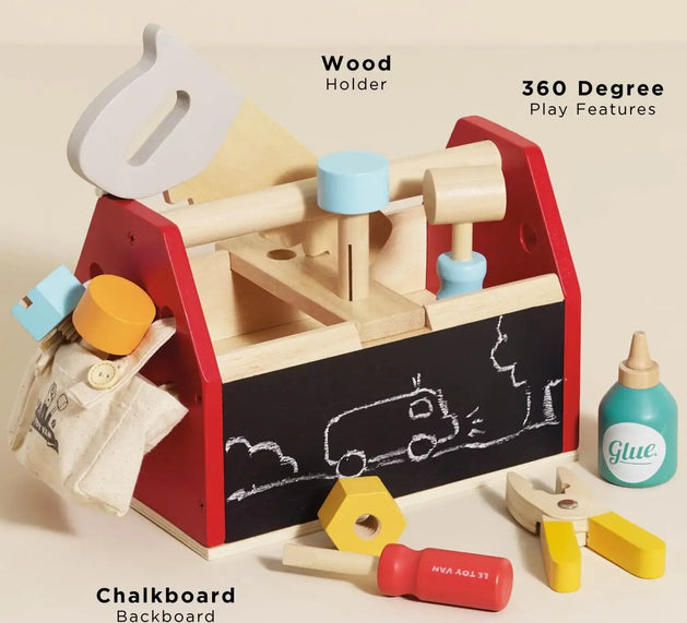 LE TOY VAN Baby & Kleinkind Ohne Name Le Toy Van – Personalisierbar Pädagogisches  Baustelle-Spielset aus Holz Werkzeugkiste für Rollenspiel  ab 3 Jahren