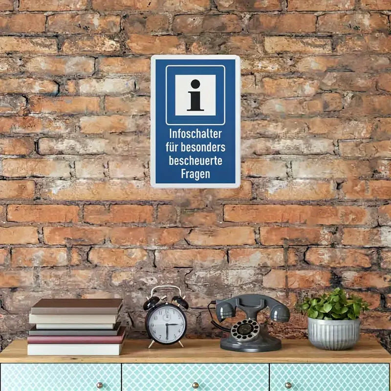 Sign Decor. Retroschild Dumme-Fragen-Infoschalter, Metallschild Retro Geschenkidee Dekoration Party