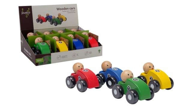Jouéco Baby & Kleinkind Jouéco® Holzautos – 8er Set, 4-fach sortiert im Display  ab 12 Monaten