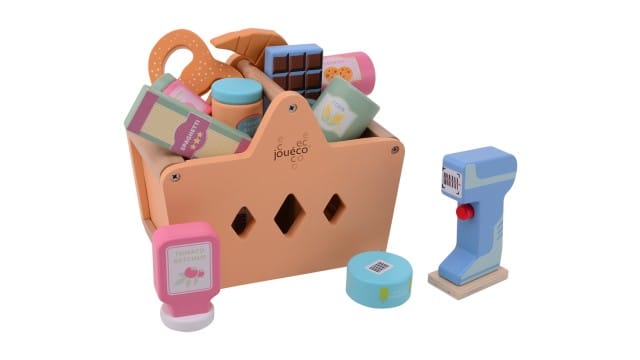 Jouéco Baby & Kleinkind Ohne Name Personalisierbar Jouéco® Einkaufskorb mit Zubehör – Holzspielzeug