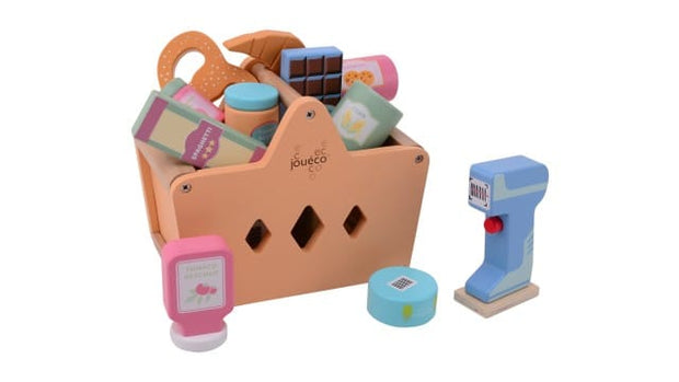 Jouéco Baby & Kleinkind Ohne Name Personalisierbar Jouéco® Einkaufskorb mit Zubehör – Holzspielzeug