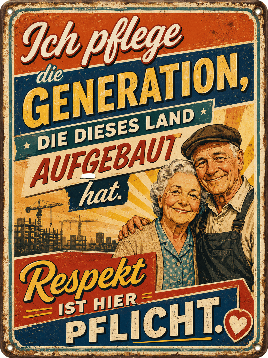 Spielezug-Opa Retroschild Retro Sprüche Schild 200x300mmIch pflege die Generation, die dieses Land aufgebaut hat. Respekt ist hier Pflicht