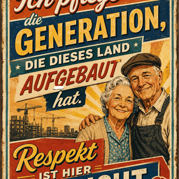 Spielezug-Opa Retroschild Retro Sprüche Schild 200x300mmIch pflege die Generation, die dieses Land aufgebaut hat. Respekt ist hier Pflicht