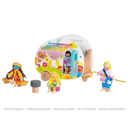 goki Kinderspielzeug Holz Personalisierbar Wohnwagen Camperfreude Goki Holzspielzeug ab 3 Jahren