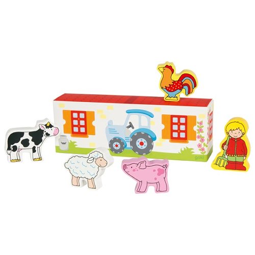 Goki 53799 Fietes Kleiner Bauernhof Holztiere Holzspielzeug ab 3 Jahren