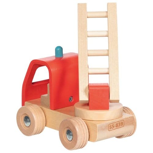 goki Kleinkind Spielzeug Personalisierbar Feuerwehr Leiterwagen Holzspielzeug ab 24 Monaate