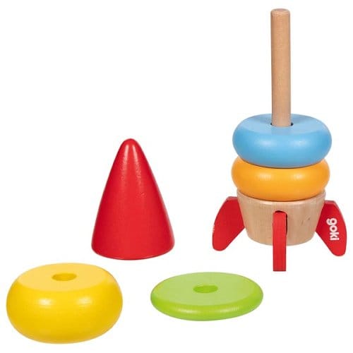 goki Kleinkind Spielzeug Personalisierbar Stapelrakete Sternensprinter Holzspielzeug ab 24 Monat