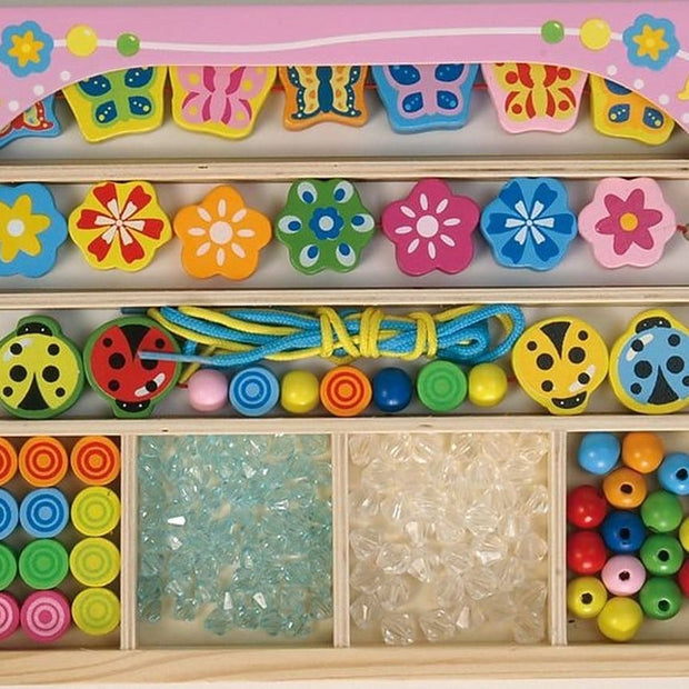 Lena Baby & Kleinkind 1 Stück LENA Party Beads Holzperlen Fädelset – 100-teiliges Schmuck Bastelset