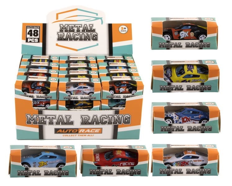 Dinotoys Baby & Kleinkind 48 Stück Druckguss Autos 6,5 cm mit Rückziehmotor – sortiert im Display