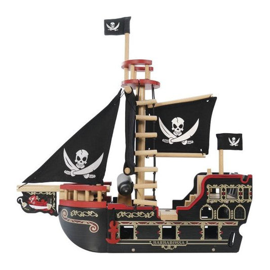 Personalisierbares Barbarossa XXL Piratenschiff Holzspielzeug ab 3 Jahren Die Piraten sind los
