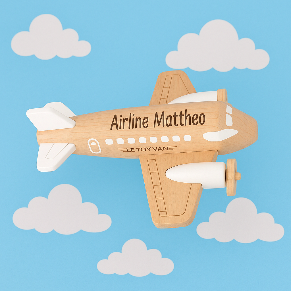 Personalisiertes Holzflugzeug Kinder ab 2 Jahren mit Namen LE TOY VAN
