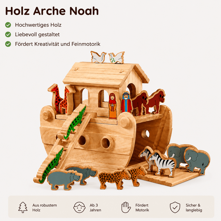 Lanka Kade (UK) Ltd, Baby & Kleinkind Personalisierbare Handarbeit Arche Noah aus Holz farbig bedruckt Lanka Kade