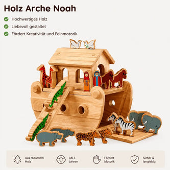 Lanka Kade (UK) Ltd, Baby & Kleinkind Personalisierbare Handarbeit Arche Noah aus Holz farbig bedruckt Lanka Kade