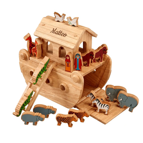 Lanka Kade (UK) Ltd, Baby & Kleinkind Personalisierbare Handarbeit Arche Noah aus Holz farbig bedruckt Lanka Kade