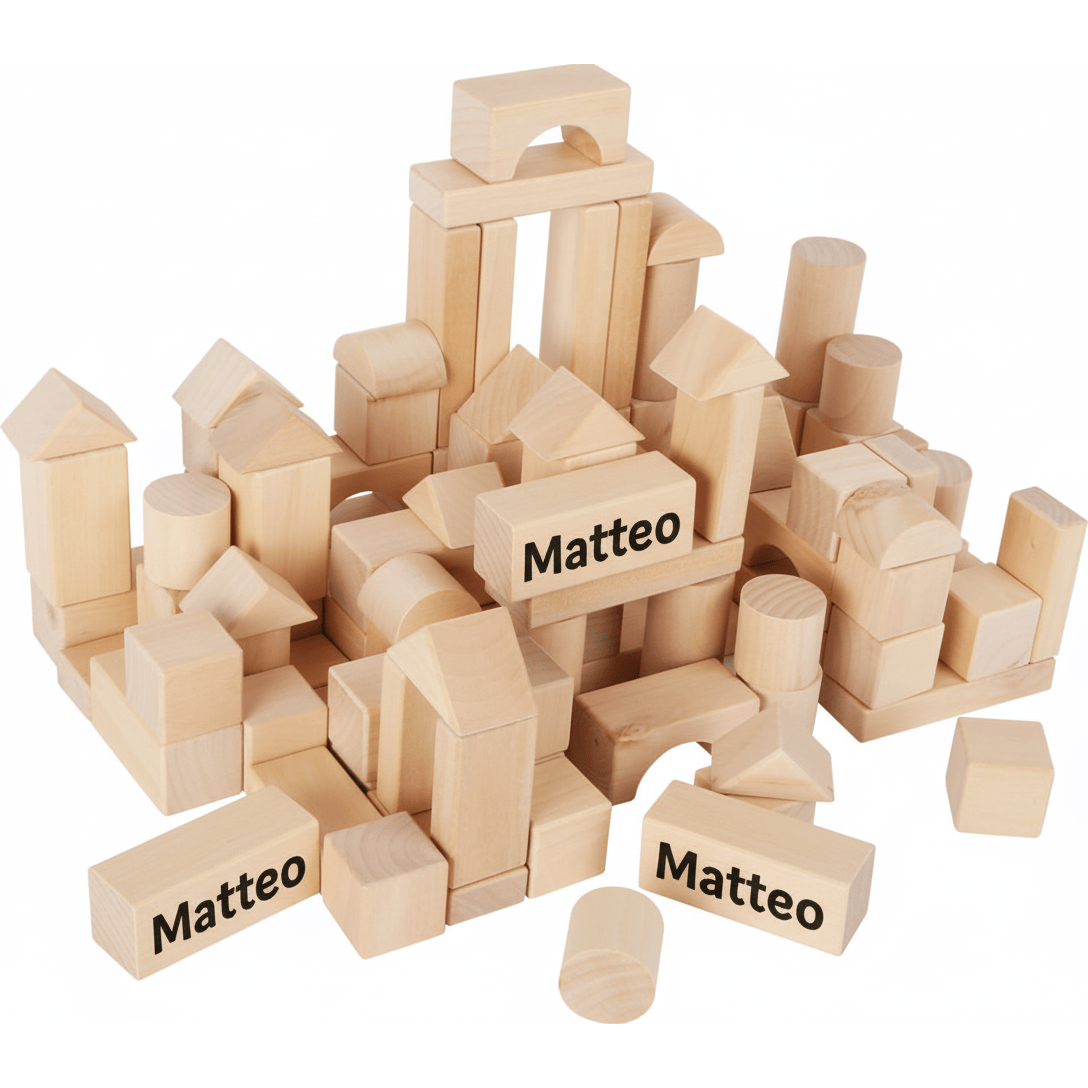 small foot Spielzeuge small foot Personalisierbare Bauklötze Holzspielzeug Bausteine 100 Teilig ab 12 Monaten