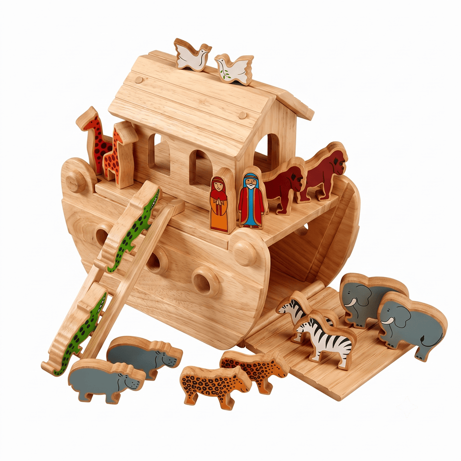 Lanka Kade (UK) Ltd, Baby & Kleinkind Personalisierbare Handarbeit Arche Noah aus Holz farbig bedruckt Lanka Kade