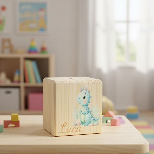 Personalisierbare Spardose Holz verschiedene Motive möglich