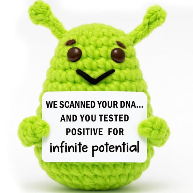 Spielzeug Opa Sammelfiguren BZ-10718 / Ohne Eigenen Text (Text Vorgegeben) Alien Häkelfiguren mit Motivationskarte – Handgemachte Woll-Puppe als Geschenk & Schreibtischdeko