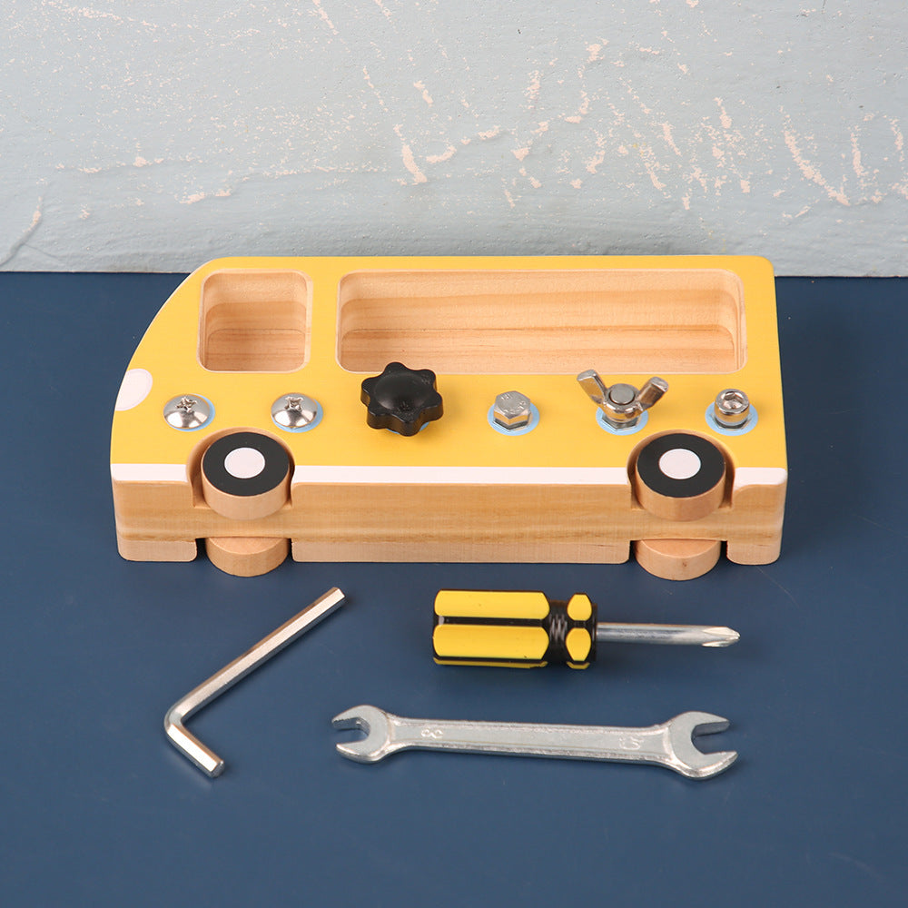 Personalisierter Schraub Bus Stellschrauben Training Lernen Montessori - Spielzeug Opa