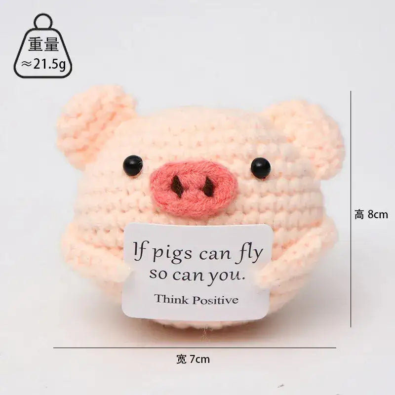 Spielzeug Opa Sammelfiguren Schweinchen Hell Rosa / Mit eigenem Text Süße Häkelfiguren – Handgemachte Puppen für positive Energie im Alltag