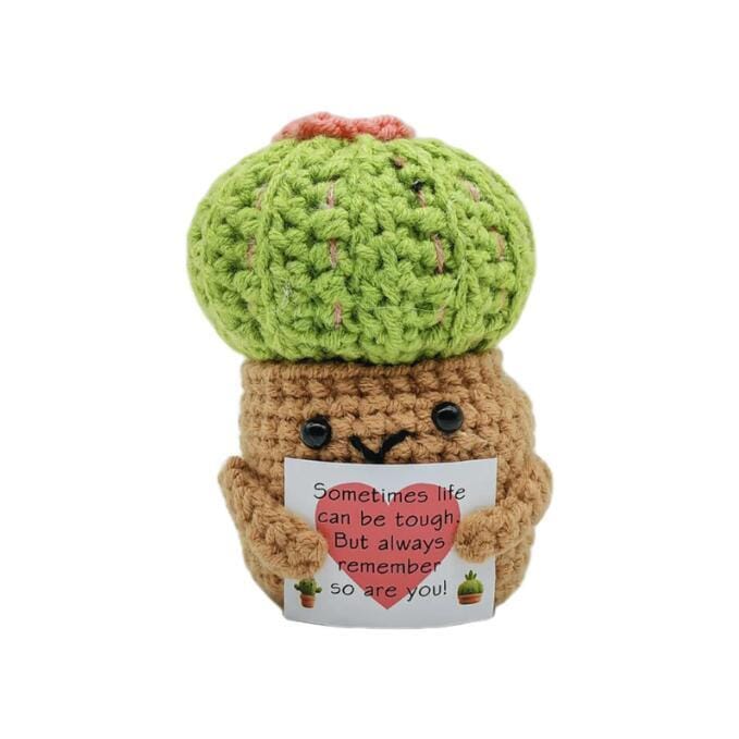 Spielzeug Opa Sammelfiguren Kaktus / Mit eigenen Text gelasert. Personalisierbar Handgefertigte Häkelfigur mit Motivationskarte – Liebevolles Geschenk & Dekoration