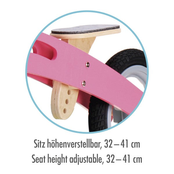Laufrad aus Holz in Rosa – personalisierbar & verstellbar | LE TOY VAN ab 3 Jahren