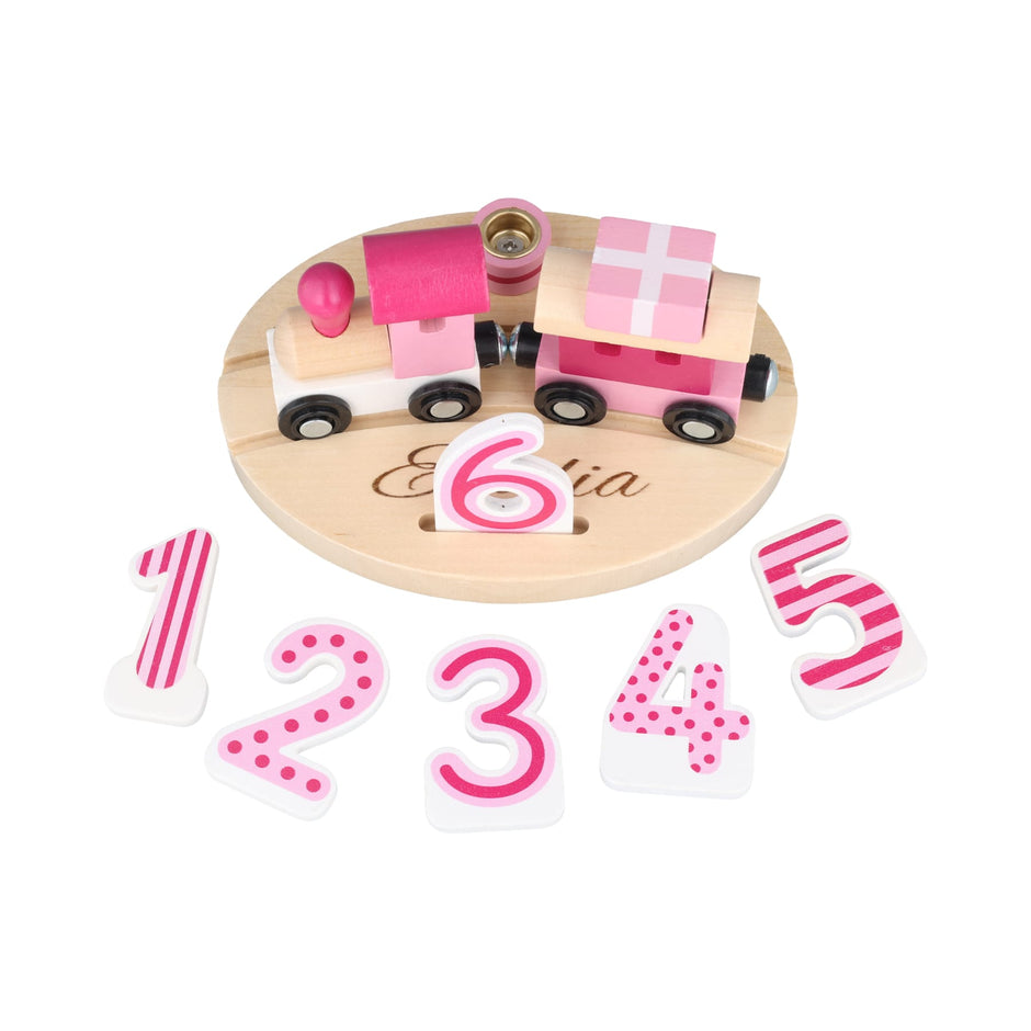 Goki Baby & Kleinkind Personalisierbarer Kinder Geburtstagszug Alter 1-6 Rosa (Kein Spielzeug)