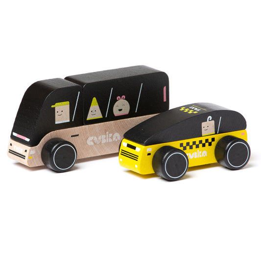 Bus und Taxi Holzspielzeug Kinderspielzeug Cubika ab 18 Monaten