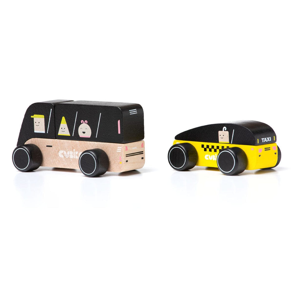 Bus und Taxi Holzspielzeug Kinderspielzeug Cubika ab 18 Monaten