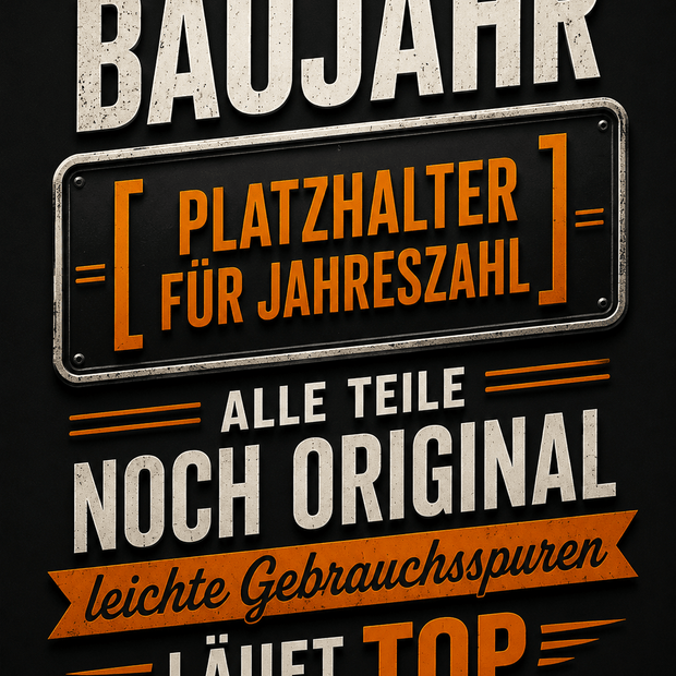 Spielezug-Opa Retroschild Retro Sprüche Schild Baujahr [Platzhalter für Jahreszahl] – Alle Teile noch original, leichte Gebrauchsspuren, läuft top