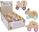Dinotoys Spielzeug Bieco Holztiere mit Rädern 7x9cm sortiert im Display (6)