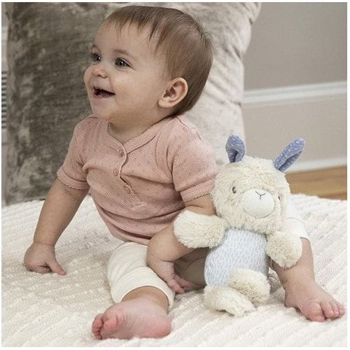 Dinotoys Stofftier Hase Bright Starts Plüsch-Hase Sylvi – Kuscheltier mit Quietscher (18 cm) | ab 0 Jahren