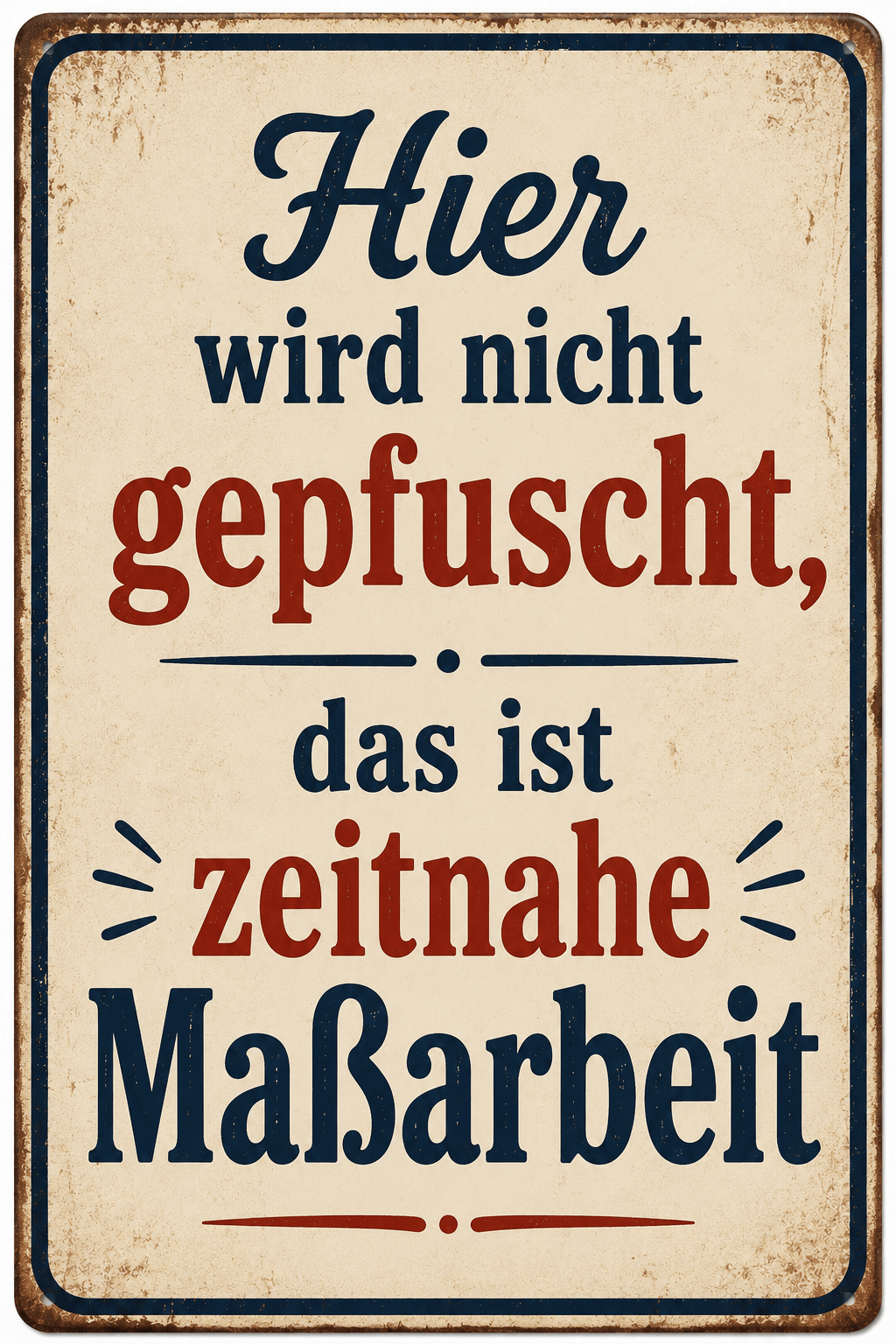 Spielzeug Opa Retroschild Retro Sprüche Schild Hier wird nicht gepfuscht, das ist zeitnahe Maßarbeit