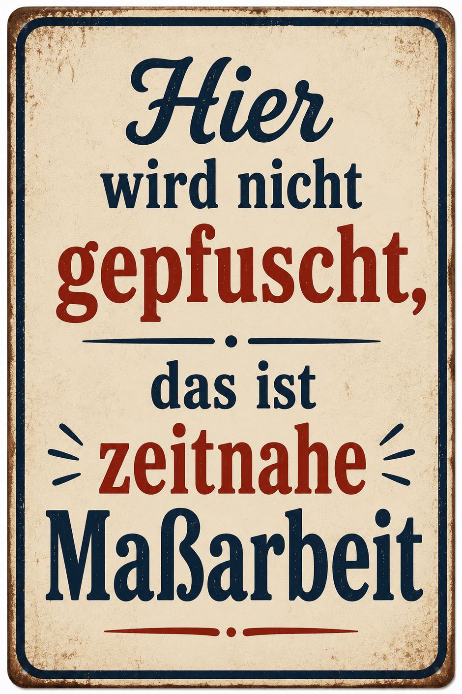 Spielzeug Opa Retroschild Retro Sprüche Schild Hier wird nicht gepfuscht, das ist zeitnahe Maßarbeit