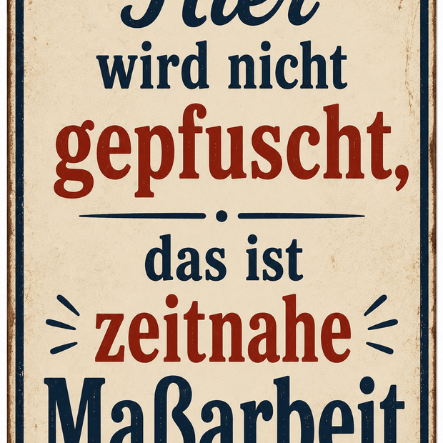 Spielzeug Opa Retroschild Retro Sprüche Schild Hier wird nicht gepfuscht, das ist zeitnahe Maßarbeit