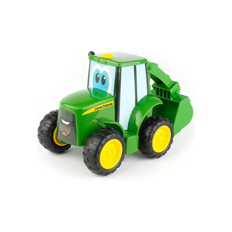 Tomy Holzspielzeug Traktor John Deere Transporter-Set mit Licht & Sound – Spielzeugtraktor ab 18 Monaten