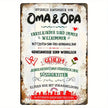 Spielzeug Opa Retro Schild Retro Schild Regeln im Haus von Oma und Opa Metall-Blechschild