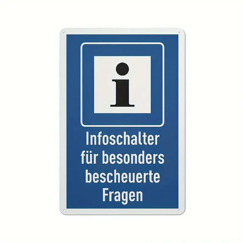 Sign Decor. Retroschild Dumme-Fragen-Infoschalter, Metallschild Retro Geschenkidee Dekoration Party
