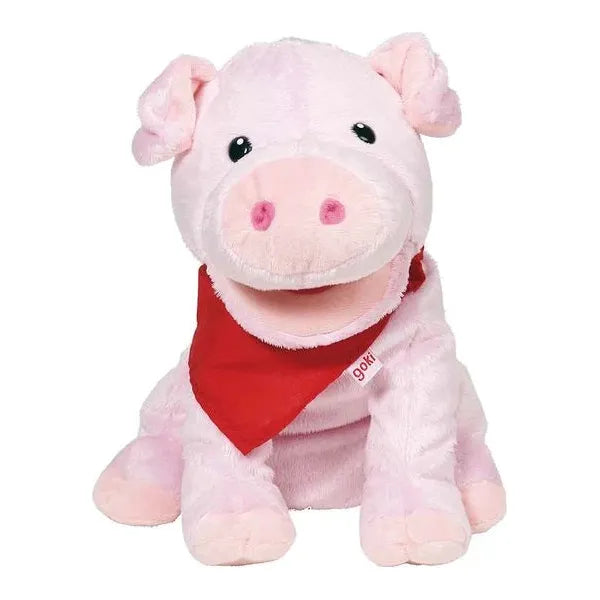 Goki Handpuppe Schwein Snelly | Kuscheliges Spielzeug ab 1 Jahr