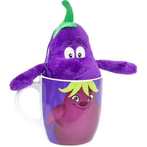 GOODNESS GANG TASSE + PLÜSCH TIER AUBERGINE 11X9,5X19CM Sammelfiguren
