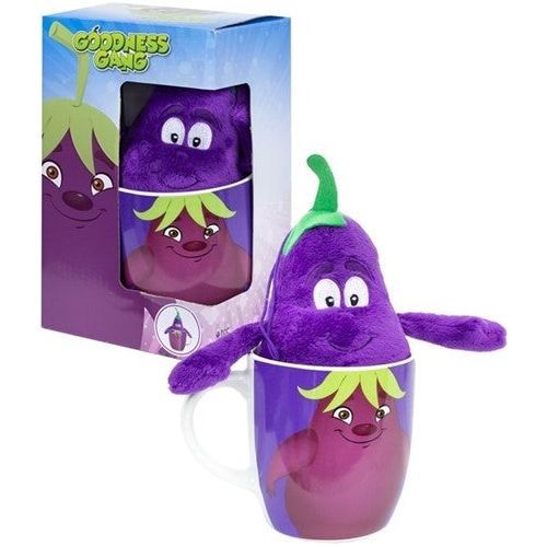 GOODNESS GANG TASSE + PLÜSCH TIER AUBERGINE 11X9,5X19CM Sammelfiguren