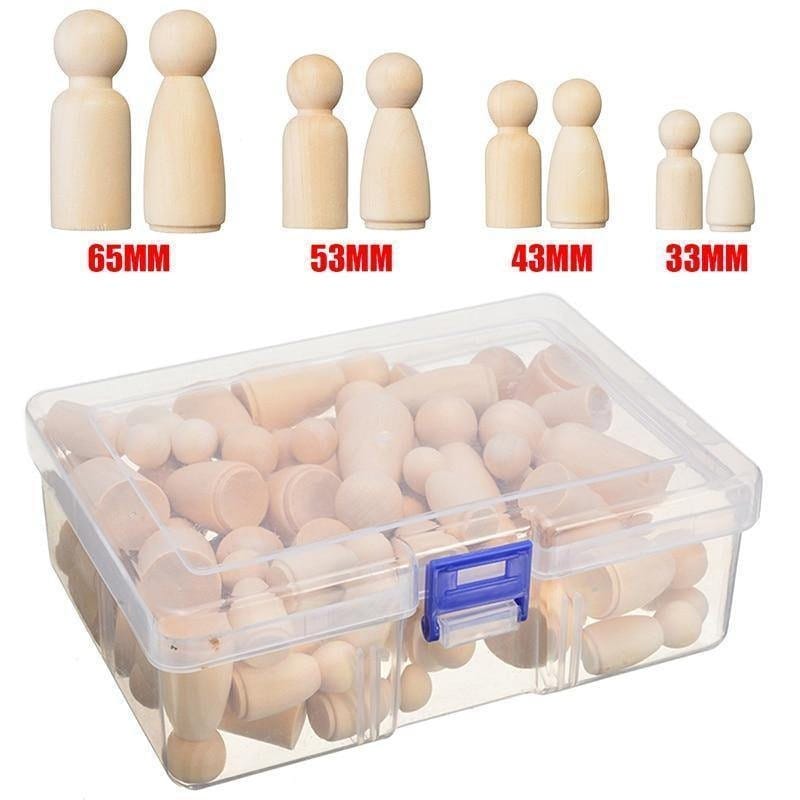 spielzeug-opa Holz Figuren Puppen Deko Holz Basteln Holz Puppen zum anmalen 50 Teiliges Set Spielzeug Figuren Spielfiguren Spielzeug Opa
