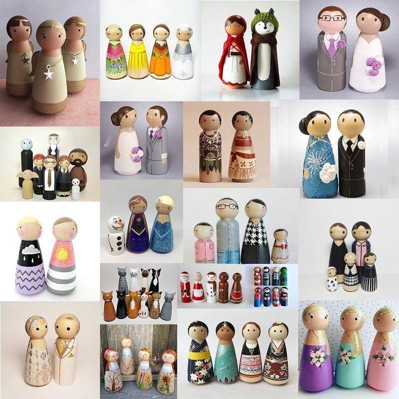spielzeug-opa Holz Figuren Puppen Deko Holz Basteln Holz Puppen zum anmalen 50 Teiliges Set Spielzeug Figuren Spielfiguren Spielzeug Opa