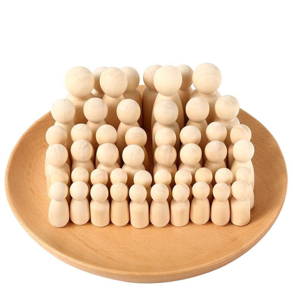 spielzeug-opa Holz Figuren Puppen Deko Holz Basteln Holz Puppen zum anmalen 50 Teiliges Set Spielzeug Figuren Spielfiguren Spielzeug Opa