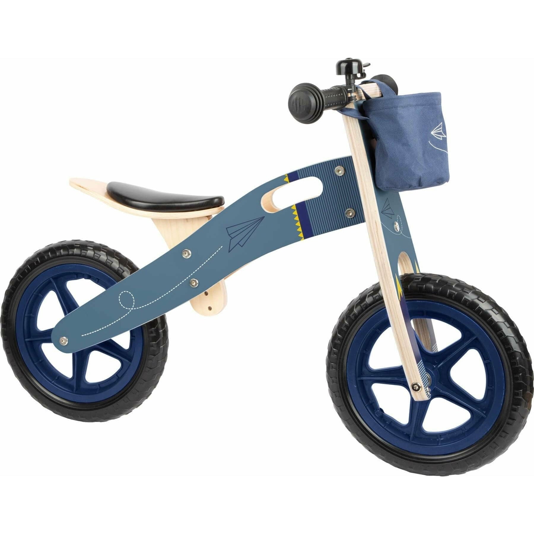 Personalisiertes Laufrad Blau,(Name incl.) Kinder Rad, Holz Laufrad, Roller für Kinder Kinderspielzeug Tragegurt