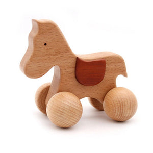 Holz Greifpferd Greifspielzeug aus Buchen Holz Baby Spielzeug Kleinkinder Spielzeug Schiebespielzeug