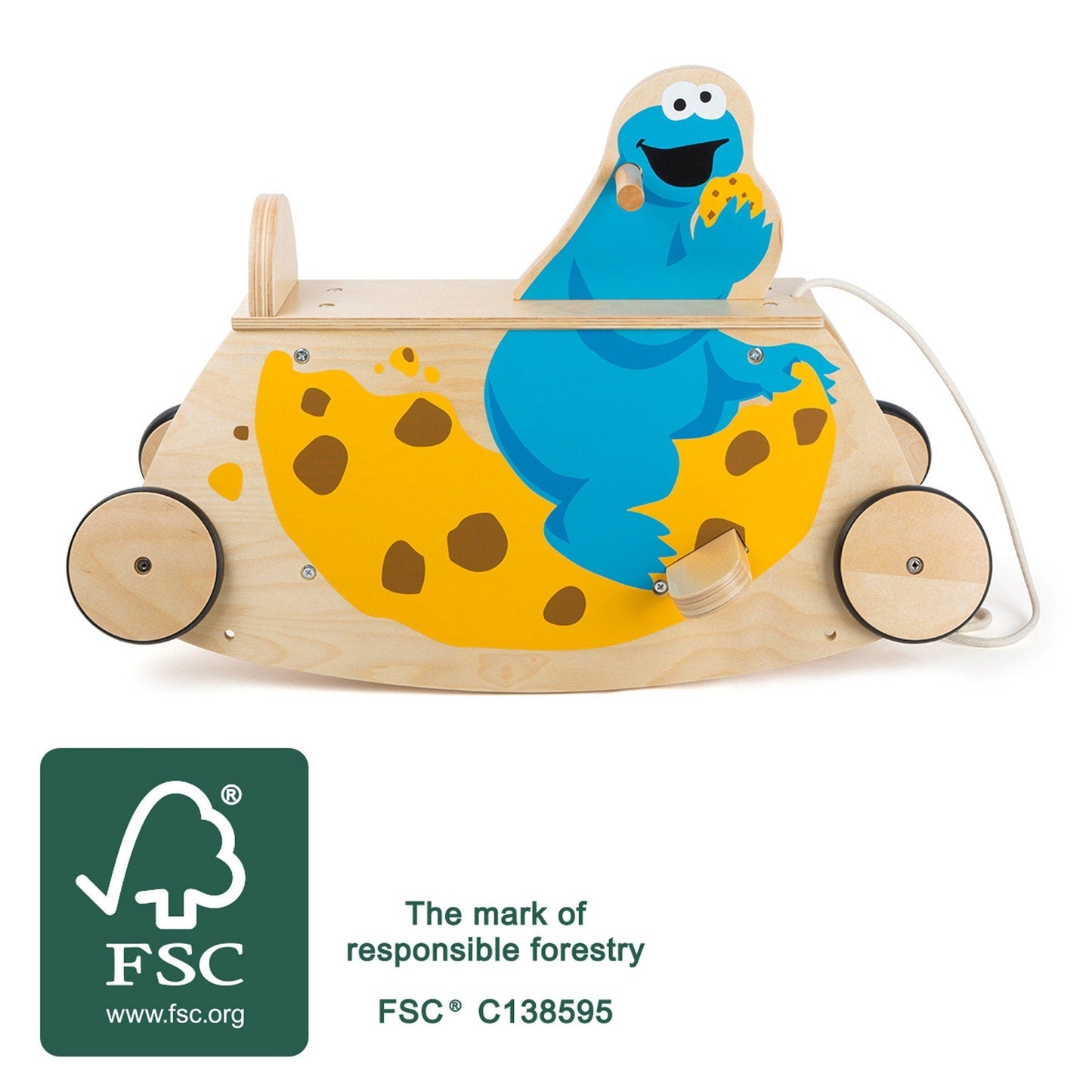 Personalisierte Schaukelwippe mit Rollen Schaukel und Roller in einem Holzspielzeug Sesamstrasse Kinder ab 12 Monaten.