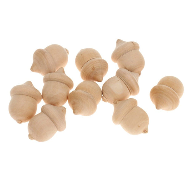 spielzeug-opa Holz Eicheln Deko Streu(22) Herbst Eicheln aus Holz zum basteln dekorieren Tischschmuck 10 Teilig Hochzeit. Herbst Deko Bastelzubehör ca.4x2,5cm