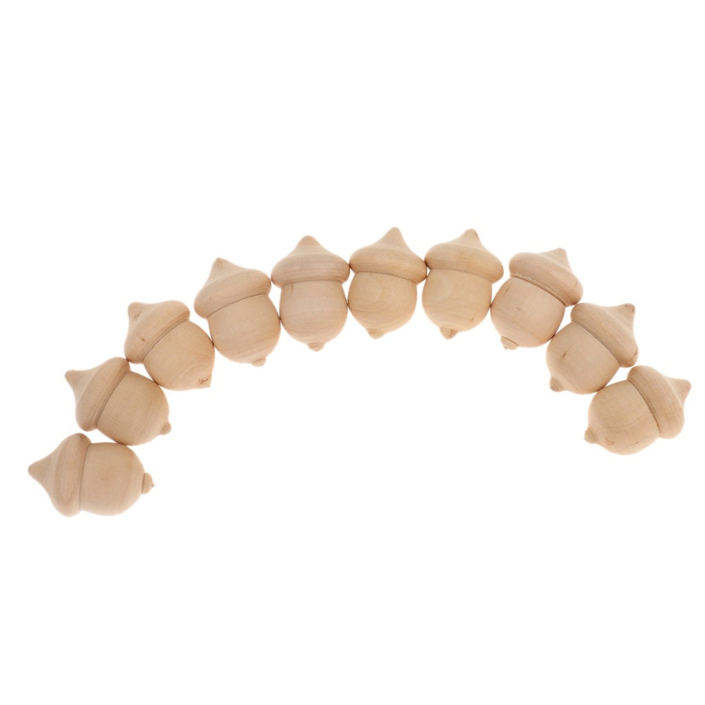 Streu Herbst Eicheln aus Holz zum basteln dekorieren Tischschmuck 10 Teilig Hochzeit. Herbst Deko Bastelzubehör ca.4x2,5cm