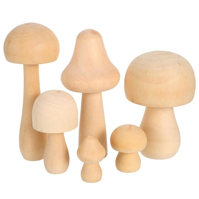 spielzeug-opa Dekoration Holz Pilze 6er Set Pilze Herbst Deko Tischdeko Holzspielzeug Bastel Deko Holz Pilzset